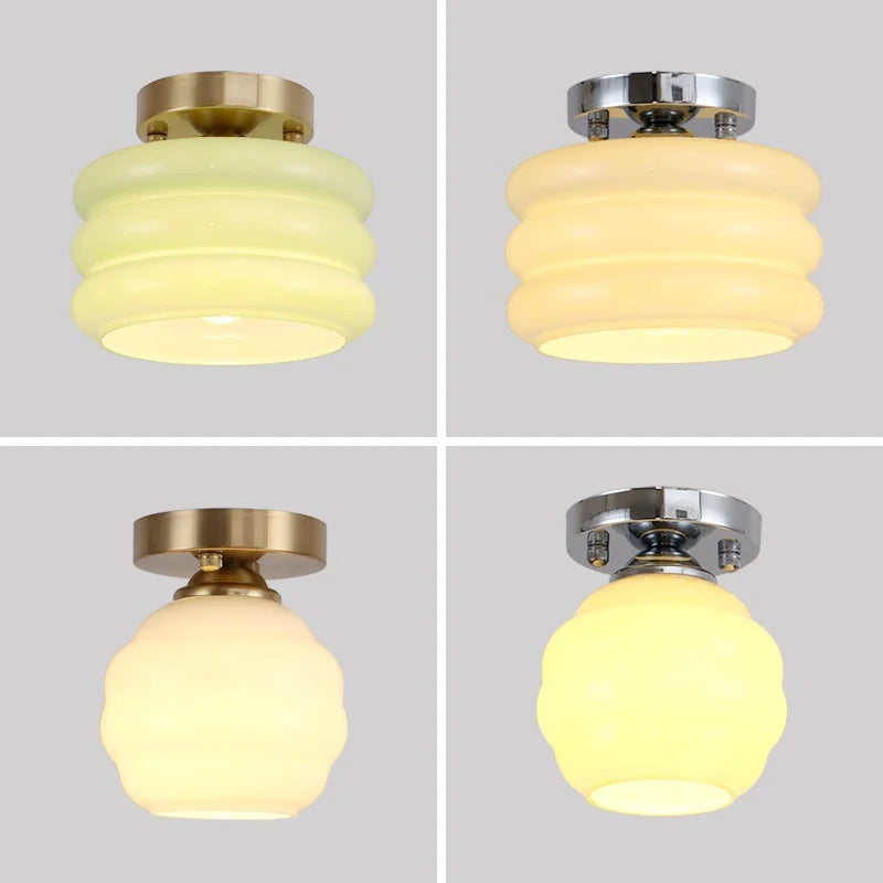 Afralia™ Creamy Glass Iron LED Ceiling Light - Modern Indoor Lighting Fixtures