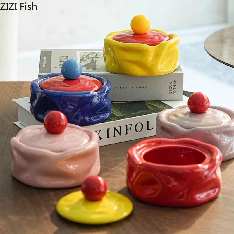 Afralia™ Ceramic Irregular Shape Ashtray for Smoking - Colorful Table Accessories