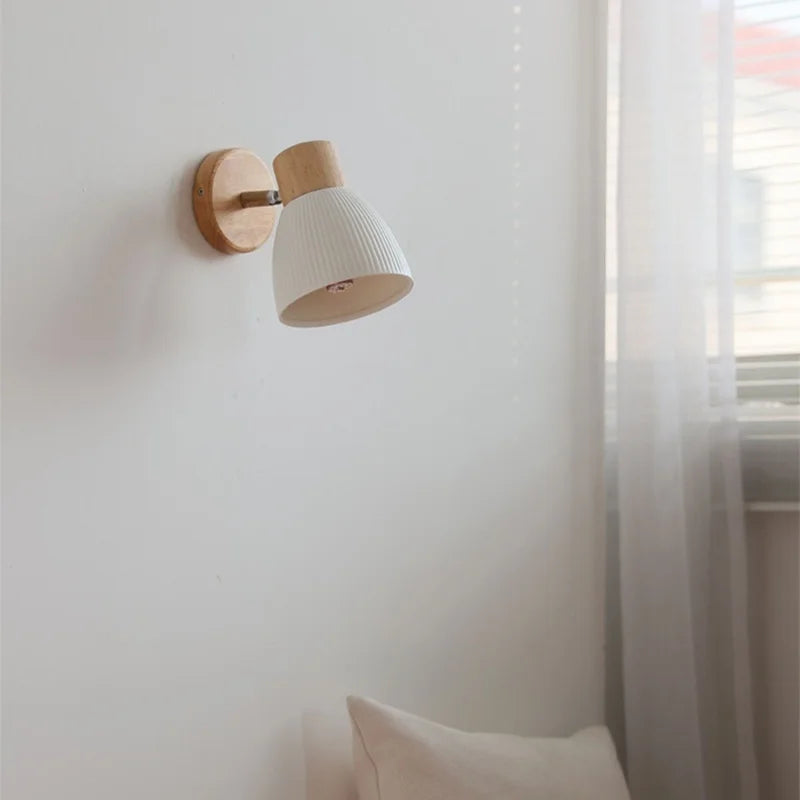 Afralia™ Ceramic Wood Wall Light Fixture, Modern Nordic LED Sconce Bedside Lamp