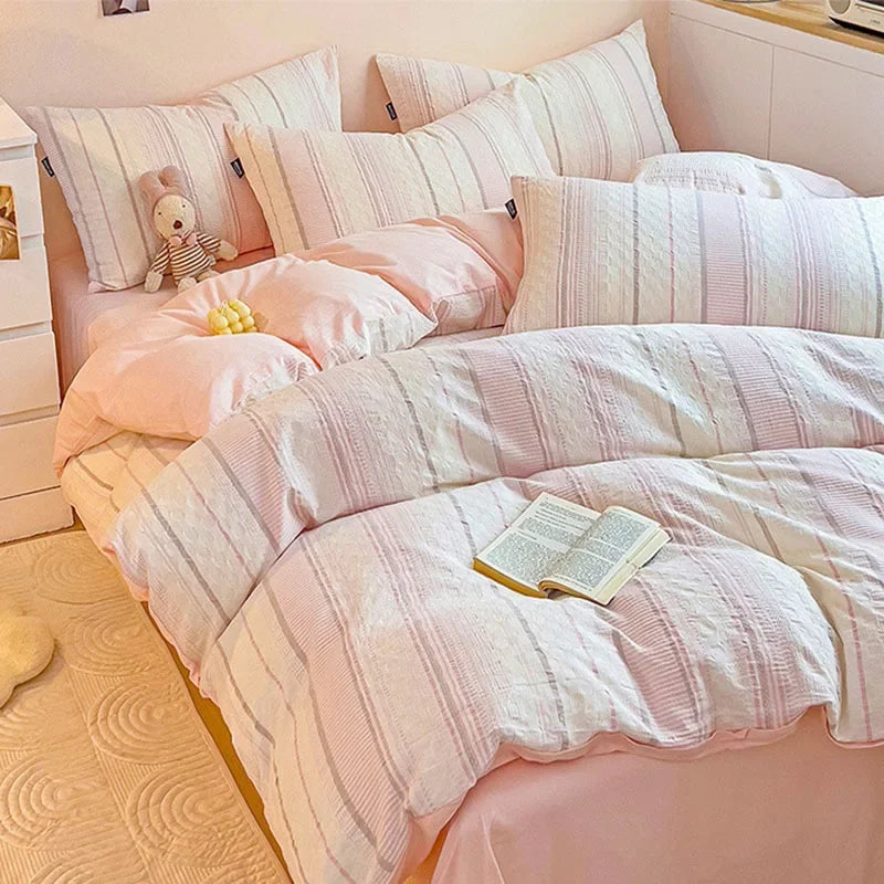 Afralia™ Jacquard Cotton Bedding Set for Queen King Size - Skin Friendly Comforter Cover