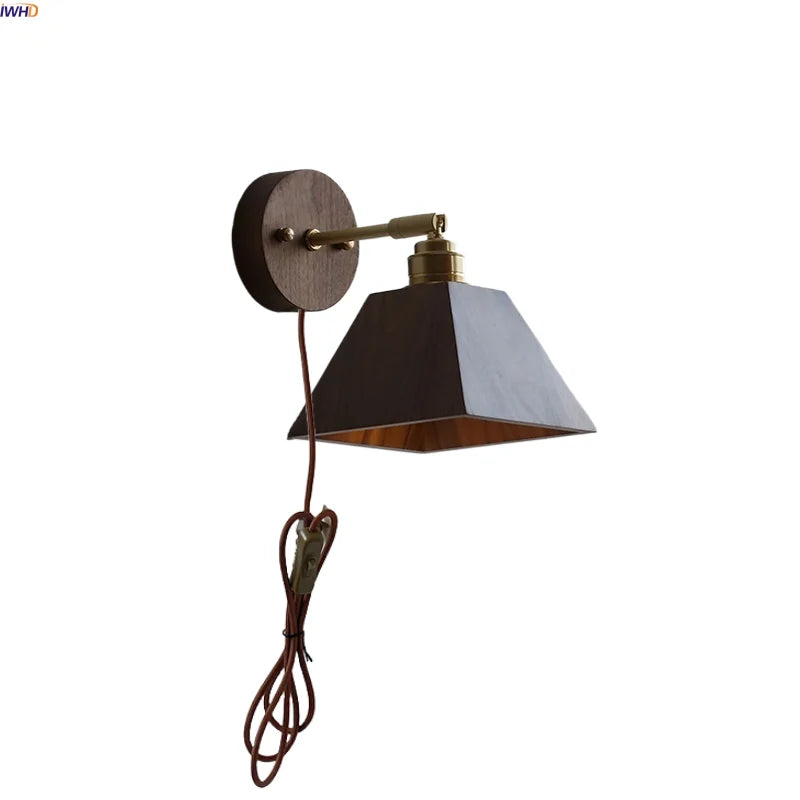 Afralia™ LED Wall Sconce Walnut Wood Rotate Stair Light Fixture Modern Nordic Design