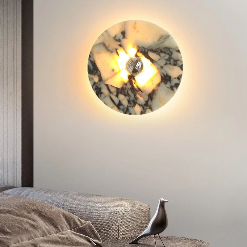 Afralia™ Vintage LED Marble Wall Lights for Home Decoration