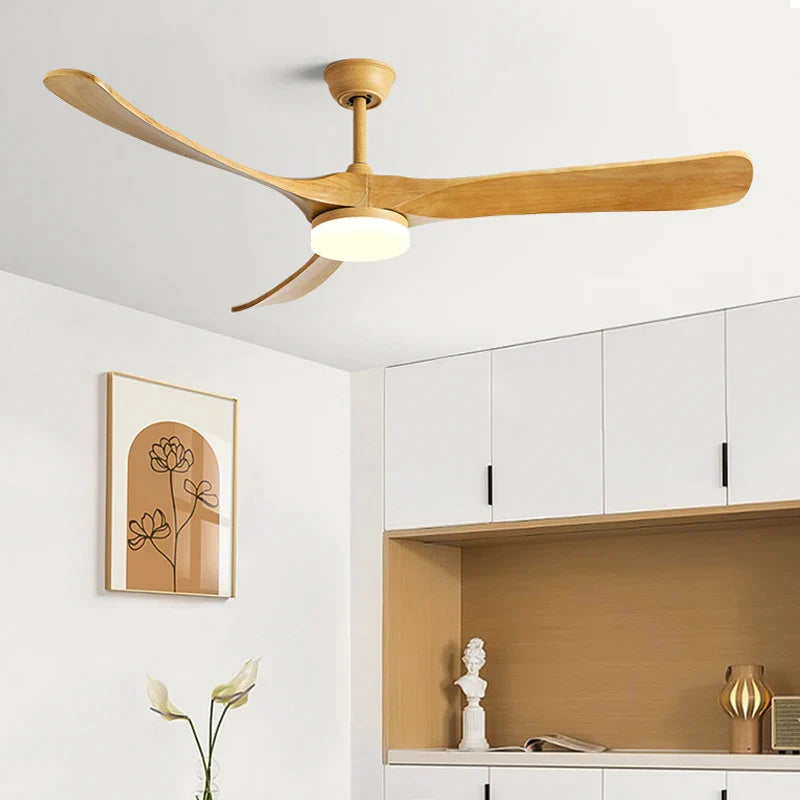 Afralia™ 70" Black Retro Fan Light with Solid Wood Blade, LED, DC Remote Control