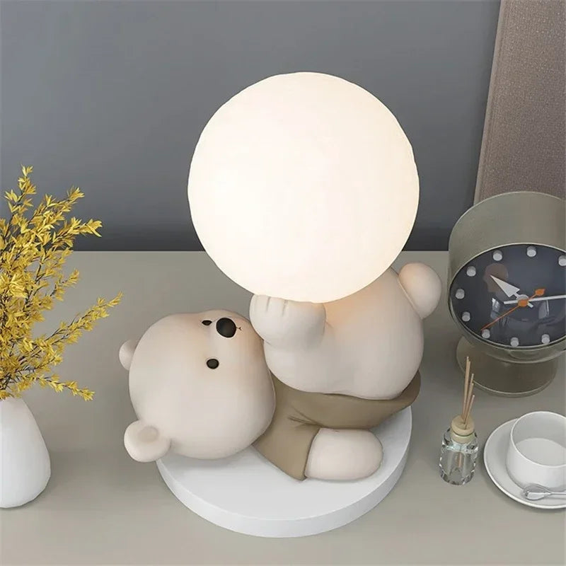 Afralia™ Bear Table Lamp: Cartoon Animal Sculpture Desk Light - Nordic Style Home Decor Gift