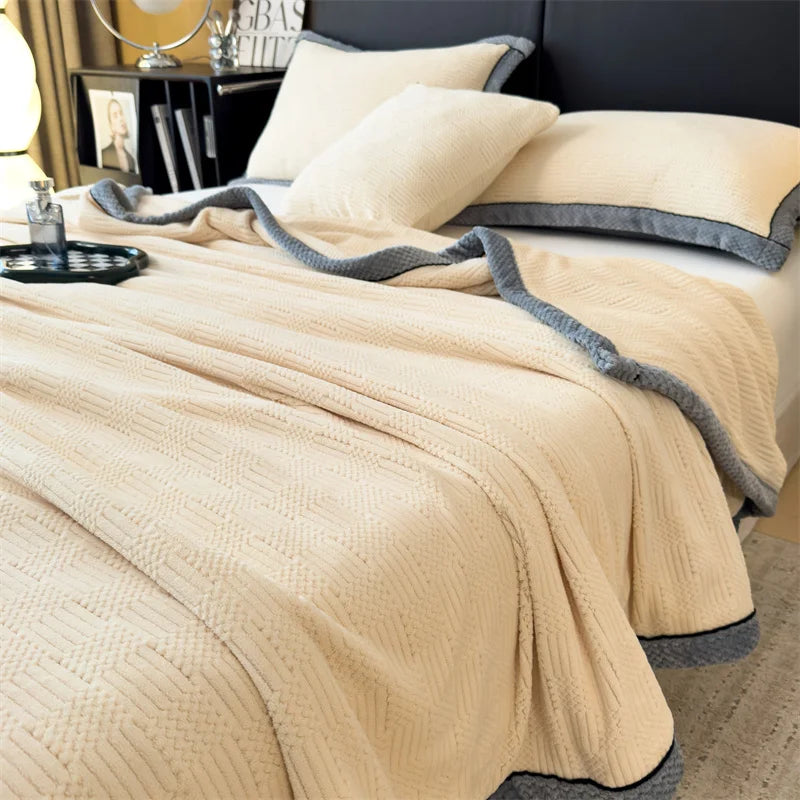 Afralia™ Cozy Carved Velvet Blanket | Warm, Soft & Breathable | Autumn Winter Sofa Bed Throw