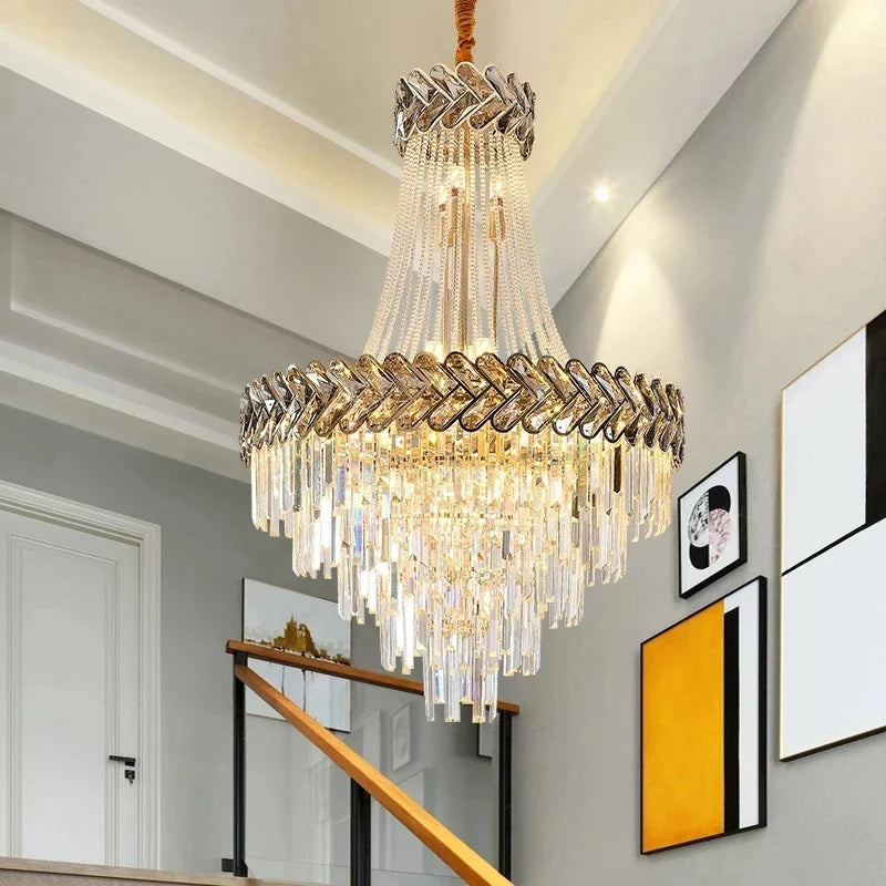 Afralia™ Nordic Style K9 Crystal Chandelier for Modern Luxury Living Room and Staircase
