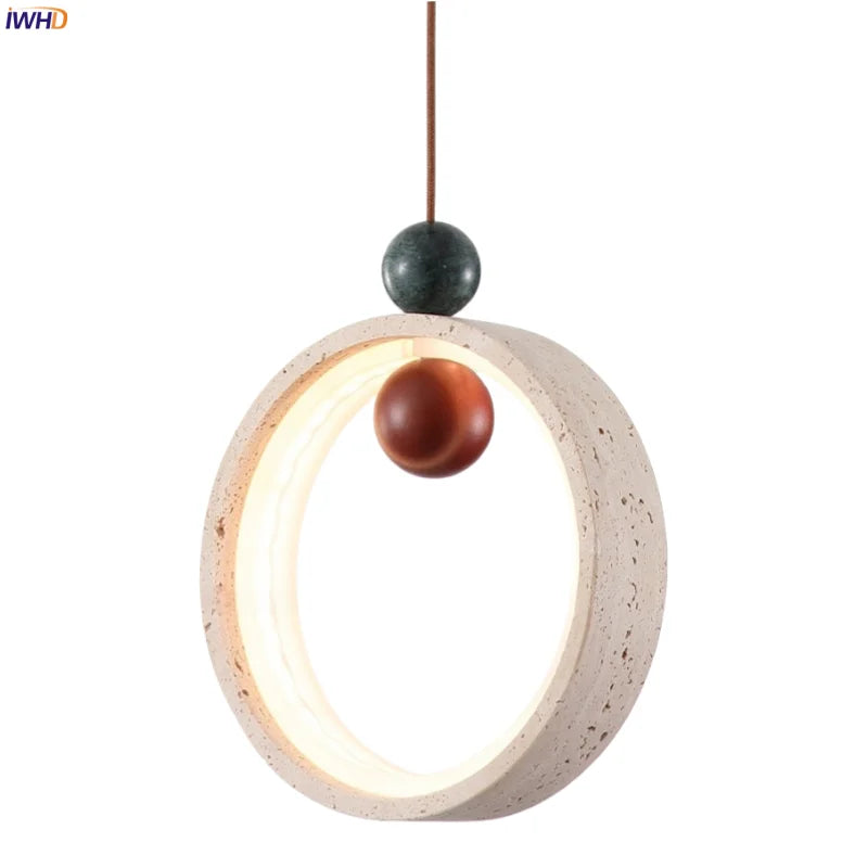 Afralia™ Yellow Travertine LED Pendant Light for Home Decor and Living Spaces