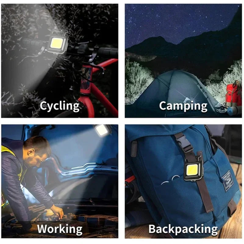 Afralia™ Mini LED Keychain Light: USB Rechargeable Portable Multifunctional Camping Flashlight