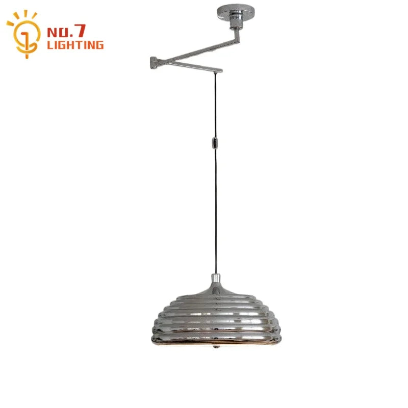 Afralia™ Chrome Swing Arm Pendant Light LED E27 Industrial Hanging Lamp