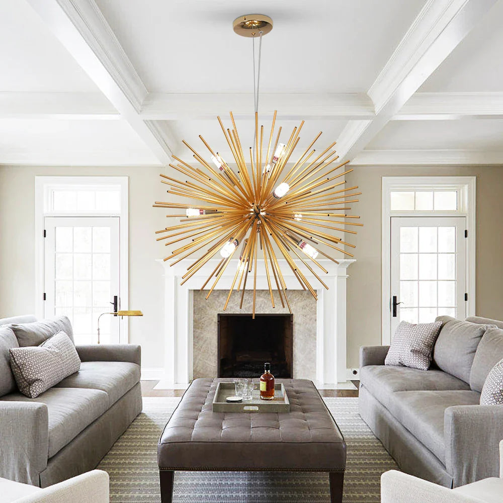 Afralia™ Aluminum Dandelion Pendant Light: Modern Sputnik Hedgehog LED Chandelier for Living & Dining Room