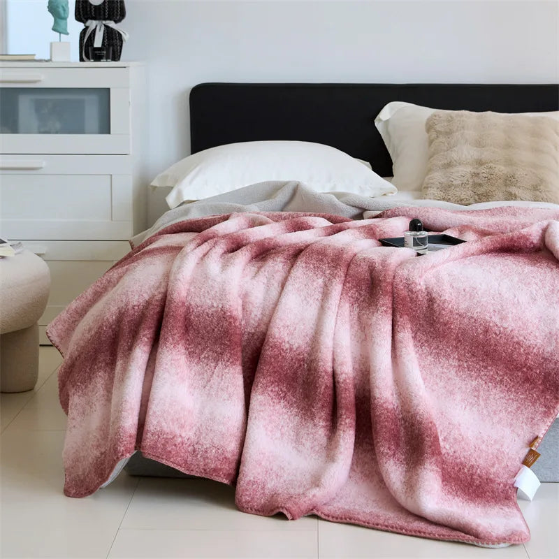 Afralia™ Plush Striped Nap Blanket - Luxury Soft Single Bed Sofa Comfort Blanket