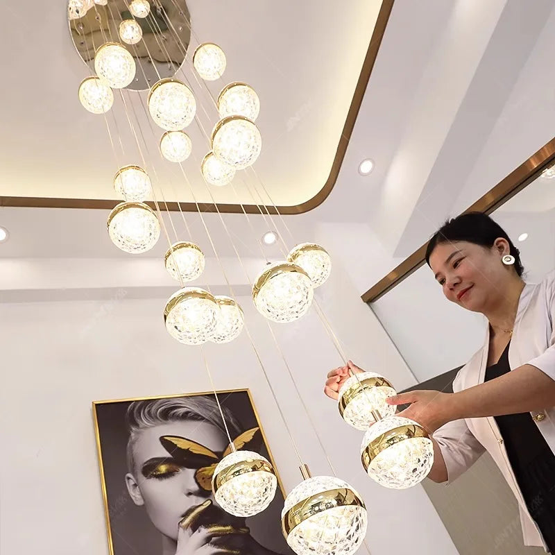 Afralia™ Nordic Stair Chandelier, Living Room Pendant Lights, Indoor Ceiling Light, Dining Room Lighting