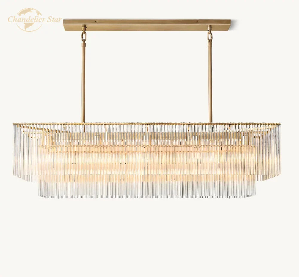 Afralia™ Amadeo Crystal LED Chandelier: Modern Rectangular Pendant Light for Kitchen Island, Dining Room