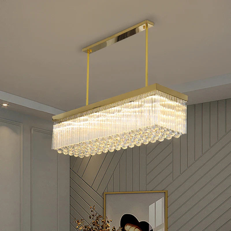 Afralia™ Luxe K9 Crystal Dining Room Pendant Light - Elegant & Atmospheric Crystal Ceiling Pendant