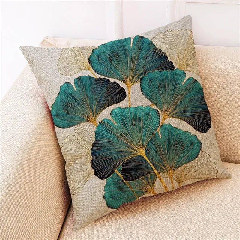 Afralia™ Ginkgo Leaves Linen Cushion Cover for Modern Home Decor & Living Room