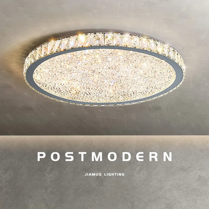 Afralia™ Crystal Round LED Ceiling Chandelier - Modern Stainless Steel Light