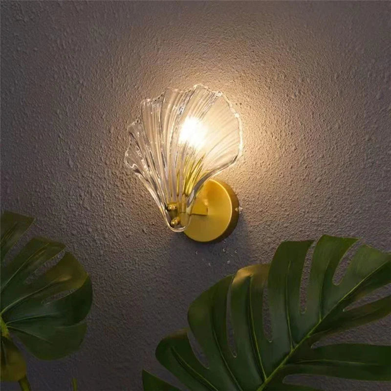 Afralia™ Shell Glass LED Wall Lamp for Home Decor and Bedroom Lighting