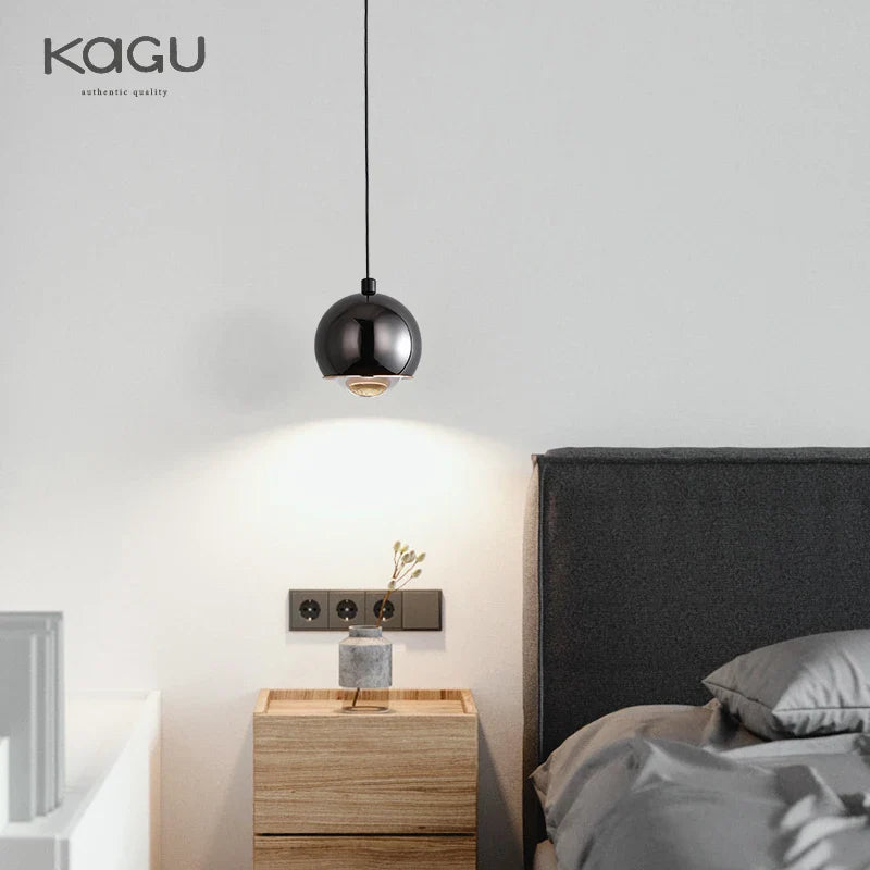 Afralia™ Gold Metal Luster Pendant for Bedside & Kitchen Island - Minimalist LED Hanging Light