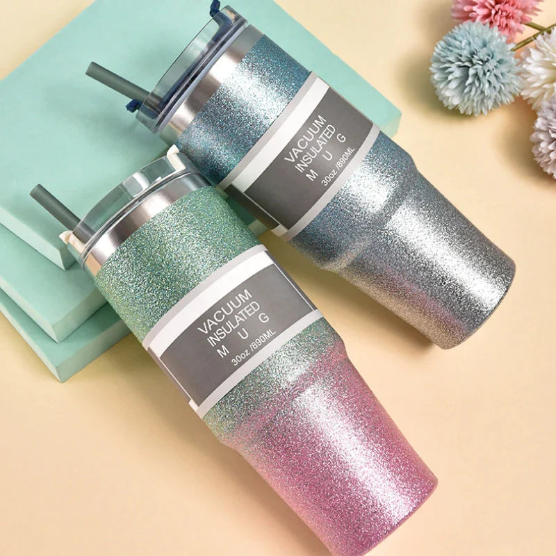 Afralia™ Coffee Cup Thermos with Straw - Hot Drink Heat Preservation Mug