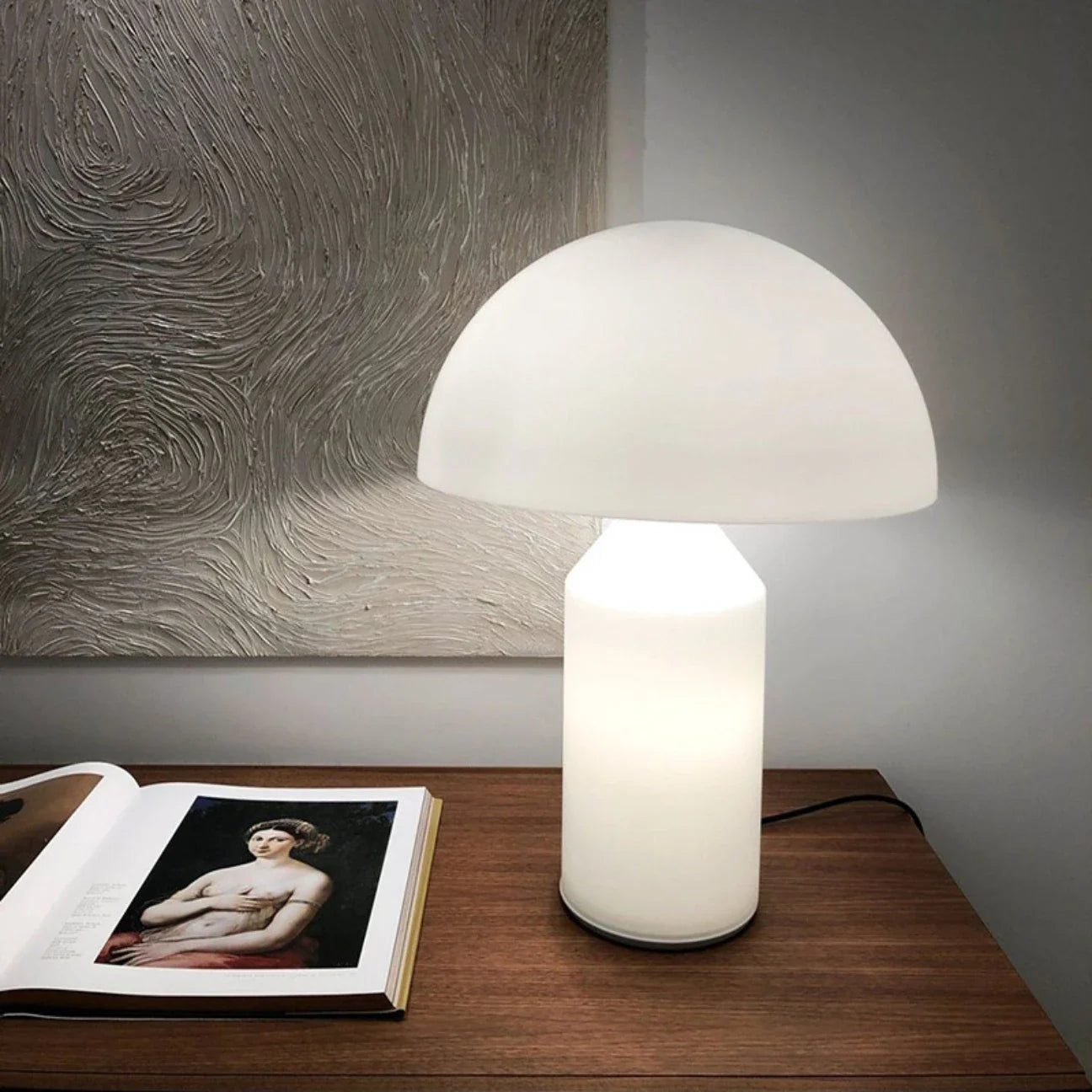 Afralia™ Mushroom Design LED Desk Lamp: Modern White Glass Bedside Table Light