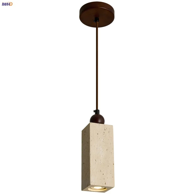 Afralia™ Natural Yellow Cave Stone LED Pendant Light for Home Decor