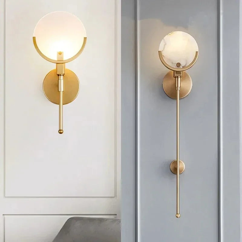 Afralia Marble & Copper Wall Lamp for TV Background, Restaurants, Bedroom - Luxury Decor