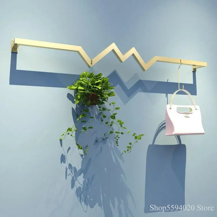 Afralia™ Golden Iron Ladder Shelf Clothing Hanger Rack for Stylish Garment Display