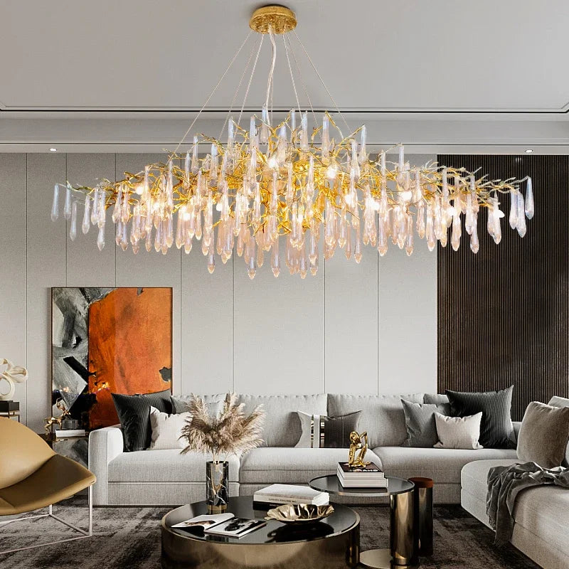 Afralia™ Crystal Chandelier - Modern Retro Pendant Lamp for Dining & Living Room