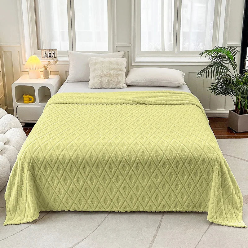 Afralia™ Diamond Jacquard Coral Fleece Blanket for All Seasons