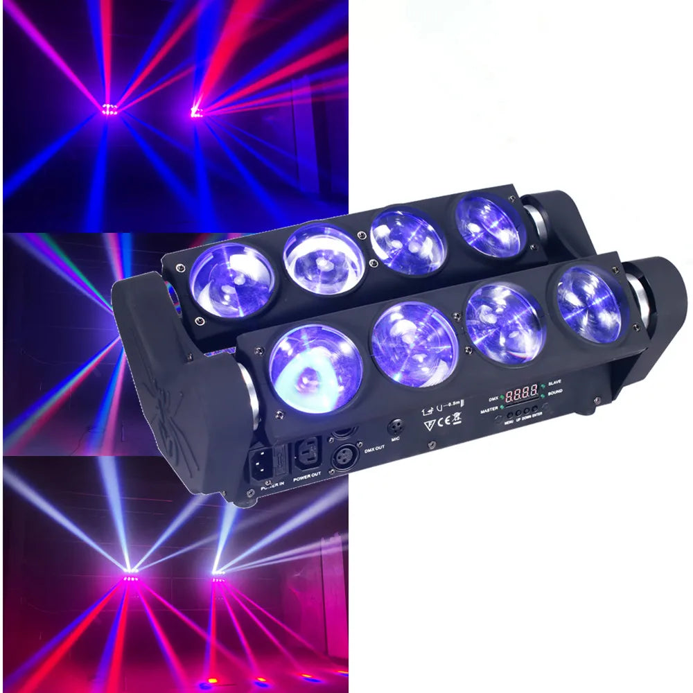 Afralia™ 8x15W RGBW Spider Light Moving Head for Stage DJ Party Beam Wash