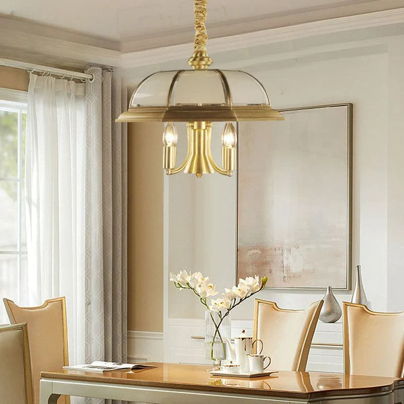 Afralia™ Iron Bronze Pendant Light Glass Retro Modern Living Room Lamp