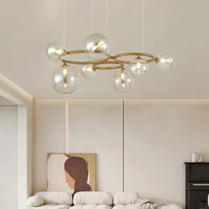 Afralia™ Glass Ball Chandelier: Nordic Ceiling Pendant Lamp for Living Room, Dining Hall, Kitchen & Bedroom
