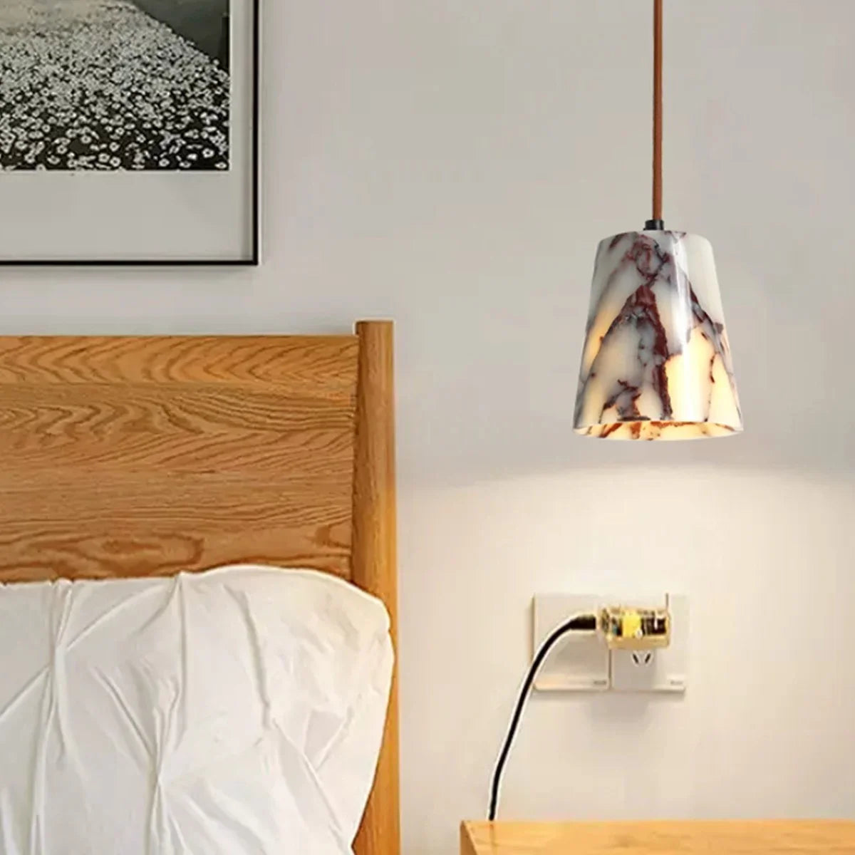 Afralia™ Bulgari Stone LED Pendant Lamp - Natural Marble Hanging Light