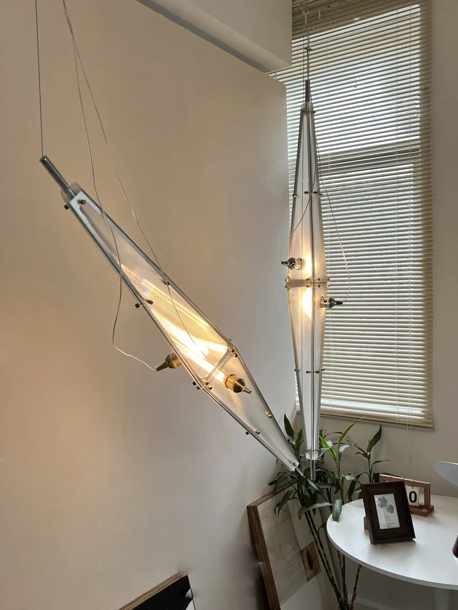Afralia™ Glass Long Ceiling Chandelier: Modern Minimalist Designer Lamps for Living Room