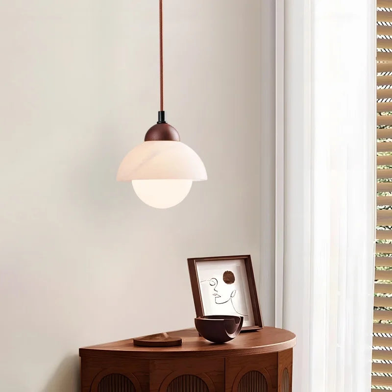 Afralia™ Cream Marble LED Pendant Light: Modern Nordic Hanging Lamp for Living, Bedroom, Kitchen