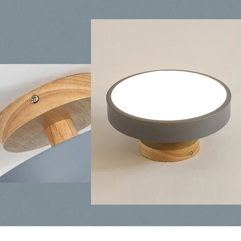 Afralia™ Nordic LED Makaron Wood Round Ceiling Lamp