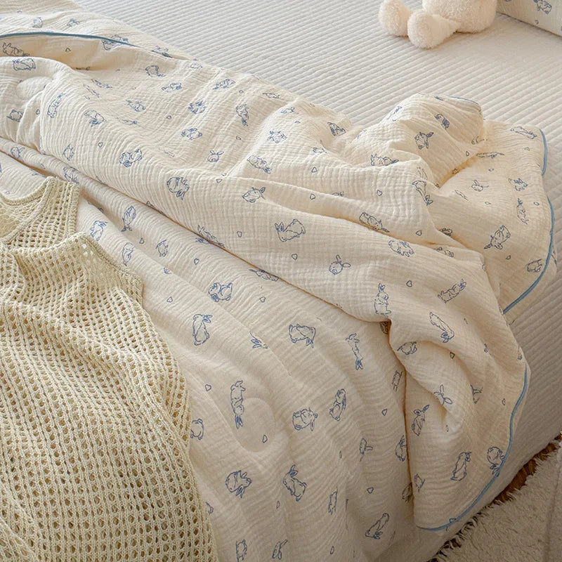 Afralia™ Colorful Polka Dot Floral Thin Quilt Set with Pillowcases