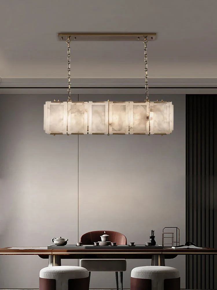 Afralia™ Dimmable LED Marble Art Chandelier Ceiling Light for Dinning Room