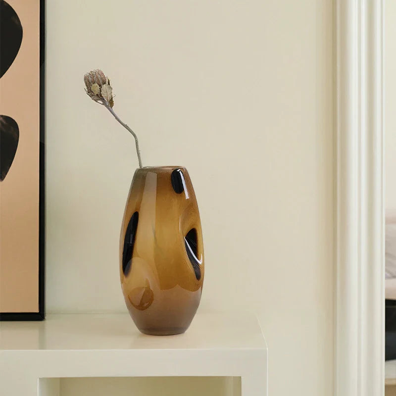 Afralia™ Polka Dot Glass Vase for Home Decor & Flower Arrangements