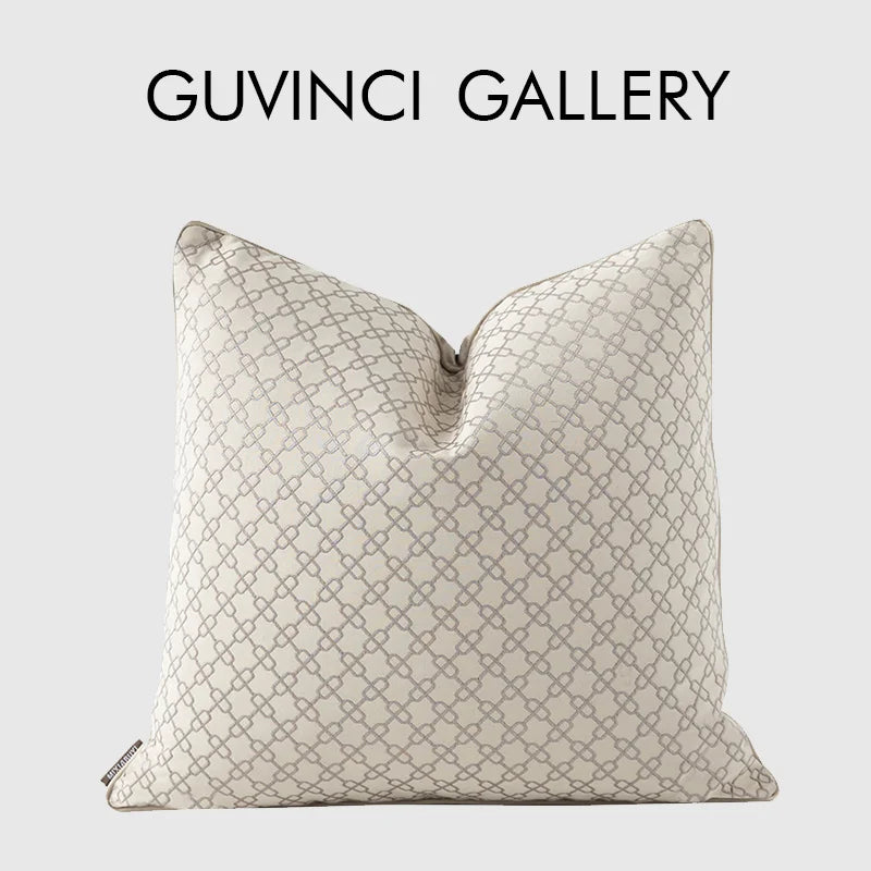 Afralia™ Chains Geometry Jacquard Cushion Cover in Oatmeal Gray