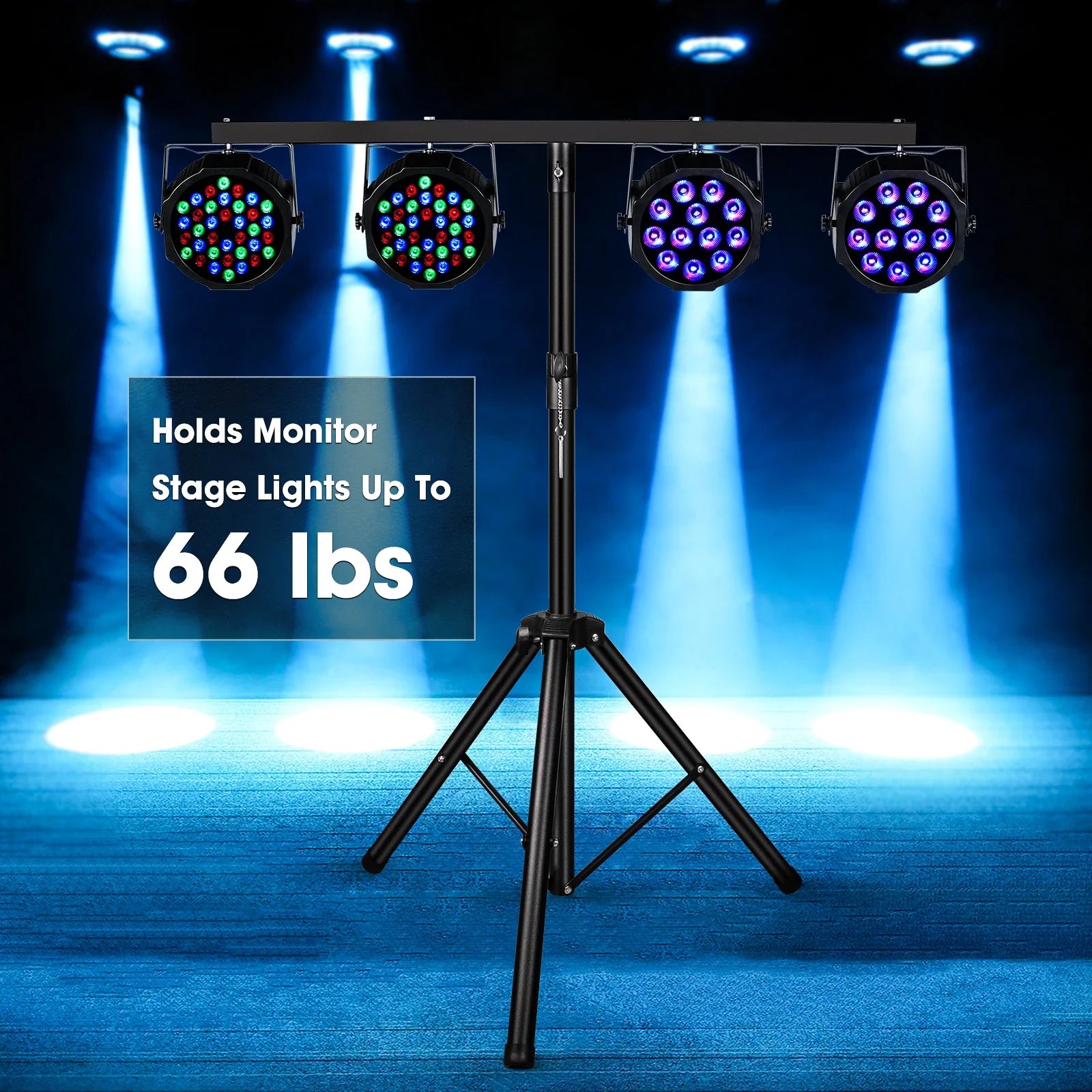 Afralia™ Adjustable Tripod Stand with Top T Bar for Pro Audio DJ Lighting Fixtures