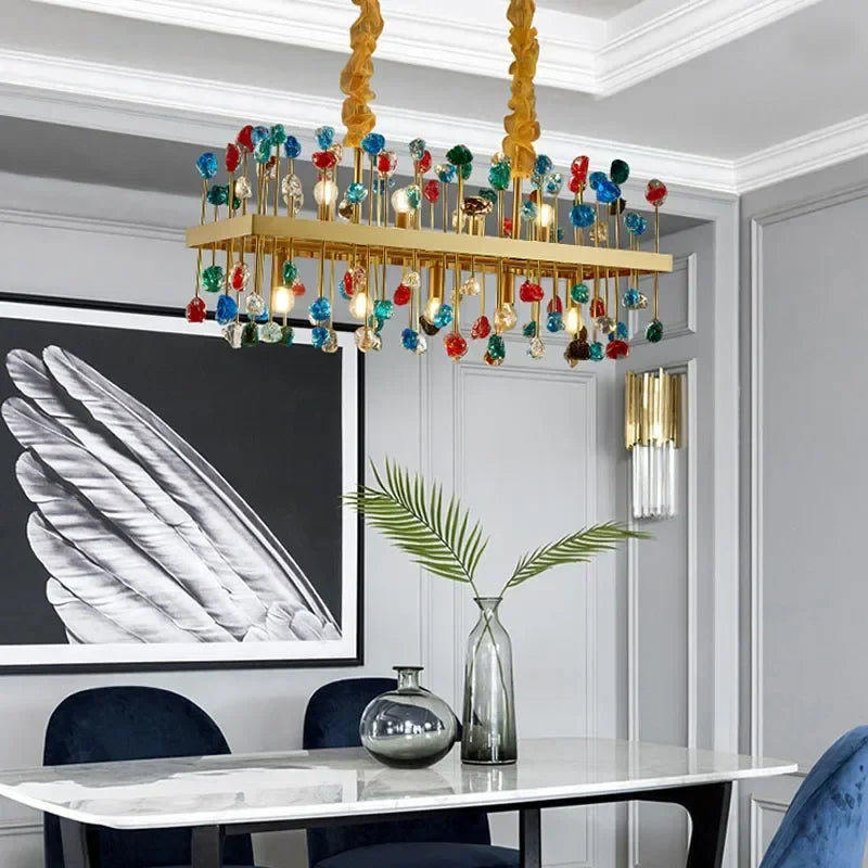 Afralia™ Crystal Chandelier LED Lighting Fixture for Dining Room & Kitchen Island