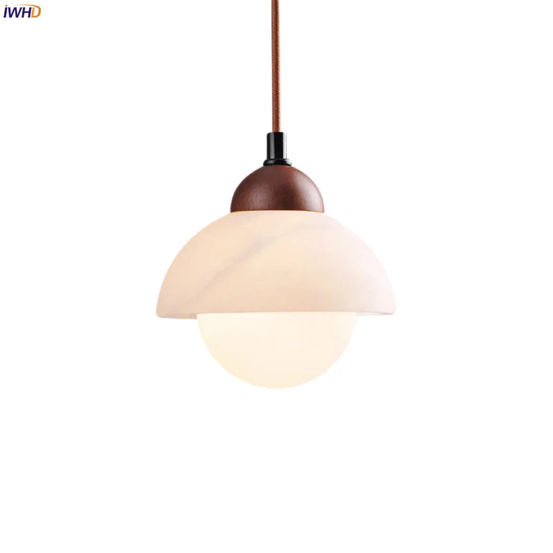 Afralia™ Cream Marble LED Pendant Light: Modern Nordic Hanging Lamp for Living, Bedroom, Kitchen