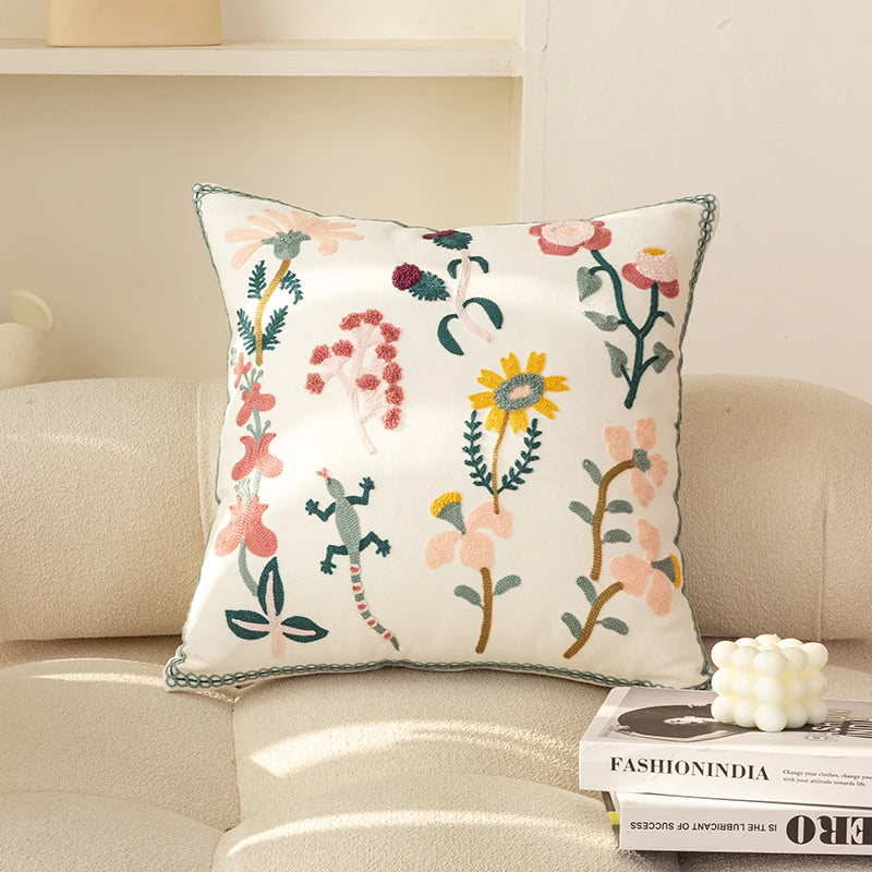 Afralia™ Chic Floral Geometric Cushion Cover - 45x45cm