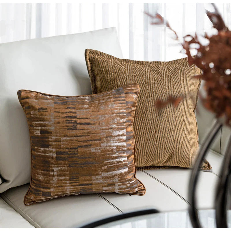 Afralia™ Luxe Jacquard Cushion Covers - Brown Gold Coffee Color - 45x45cm