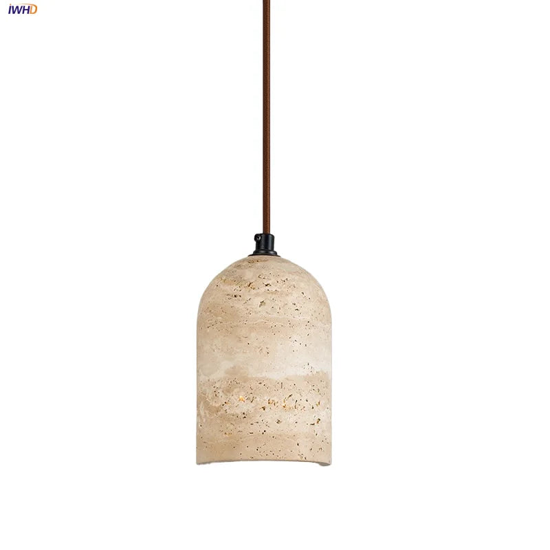 Afralia™ Yellow Travertine LED Pendant Lights: Modern Nordic Hang Lamp for Home Decor