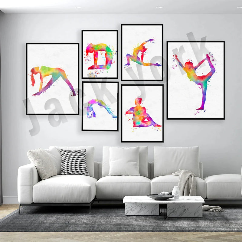 Afralia™ Dance King Yoga Print Women Dance Asana Pose Zen Pilates Art Deco Gift