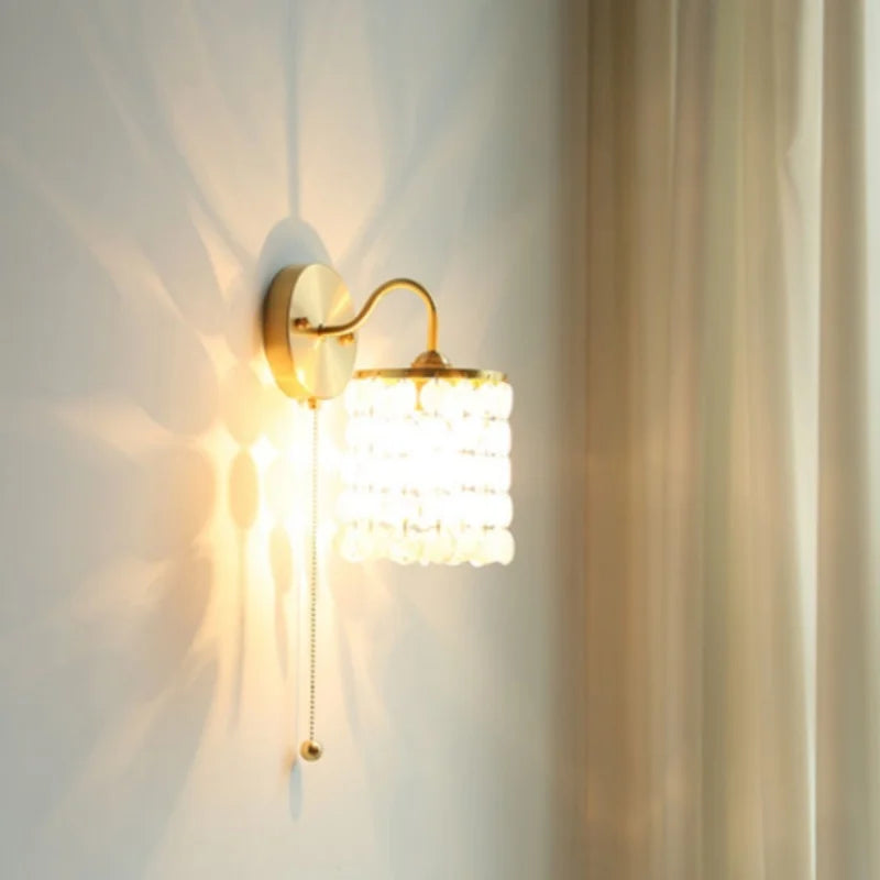 Afralia™ Conch Copper LED Wall Light Fixture with Pull Chain Switch