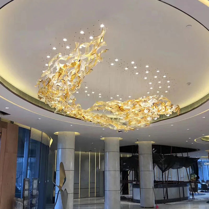 Afralia™ Luxury Glass Stair Chandelier for Villa & Hotel Lobby