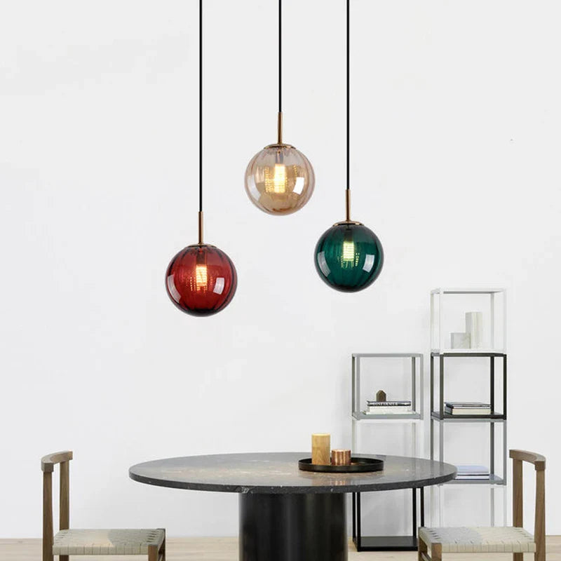 Afralia™ Nordic Glass Pendant Lamp | Globe Hanging Light Fixture for Home & Living Room